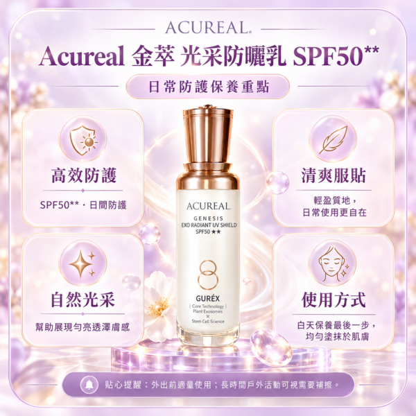 ChatGPT Image Oct 23, 2026, 08_43_01 PM-2 Acureal 金萃 光采防曬乳 SPF50** 50ml