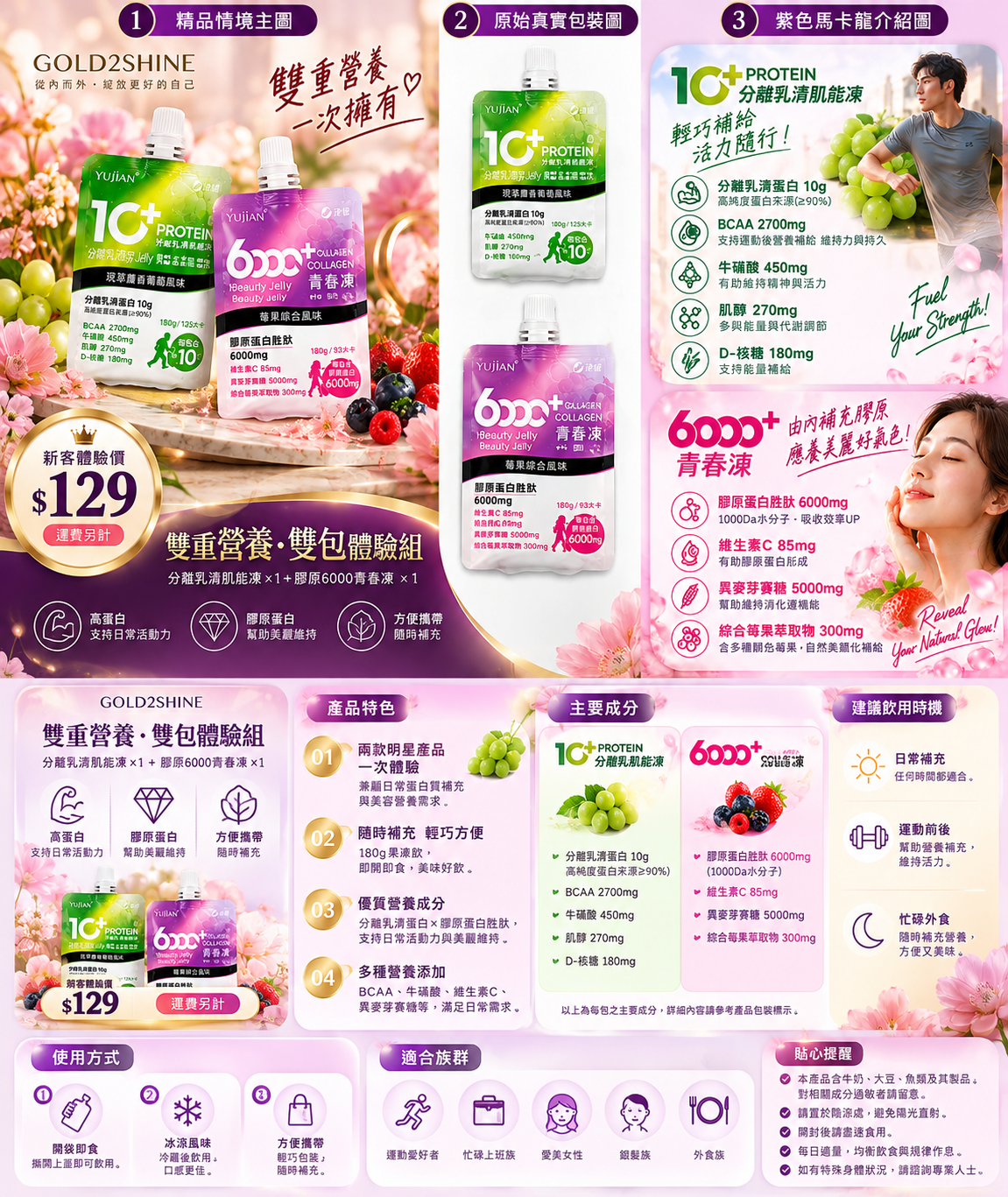 GOLD2SHINE雙包體驗組紫色馬卡龍產品介紹圖
